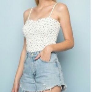 brandy Melville smocked crop tank top!!